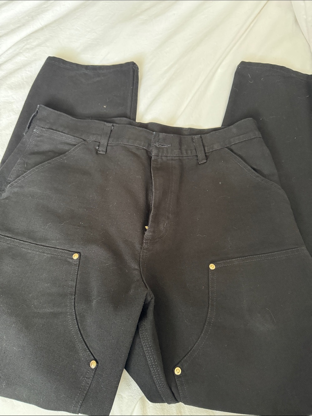 Carhartt Black Cargo Work Pants with Reinforced Pockets